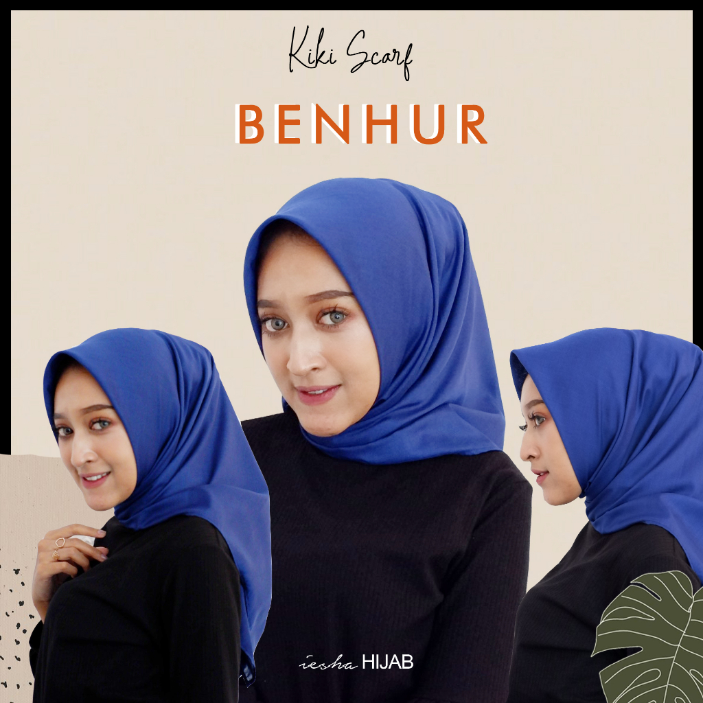 JILBAB SEGIEMPAT KIKI SCARF BAHAN KATUN WARNA BENHUR, JILBAB BIRU BENHUR, JILBAB BIRU BCA, JILBAB BE
