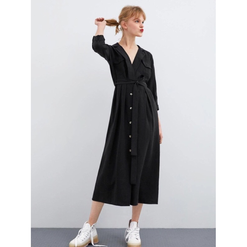 PRELOVED ZARA DRESS HITAM LONG WITH POCKET