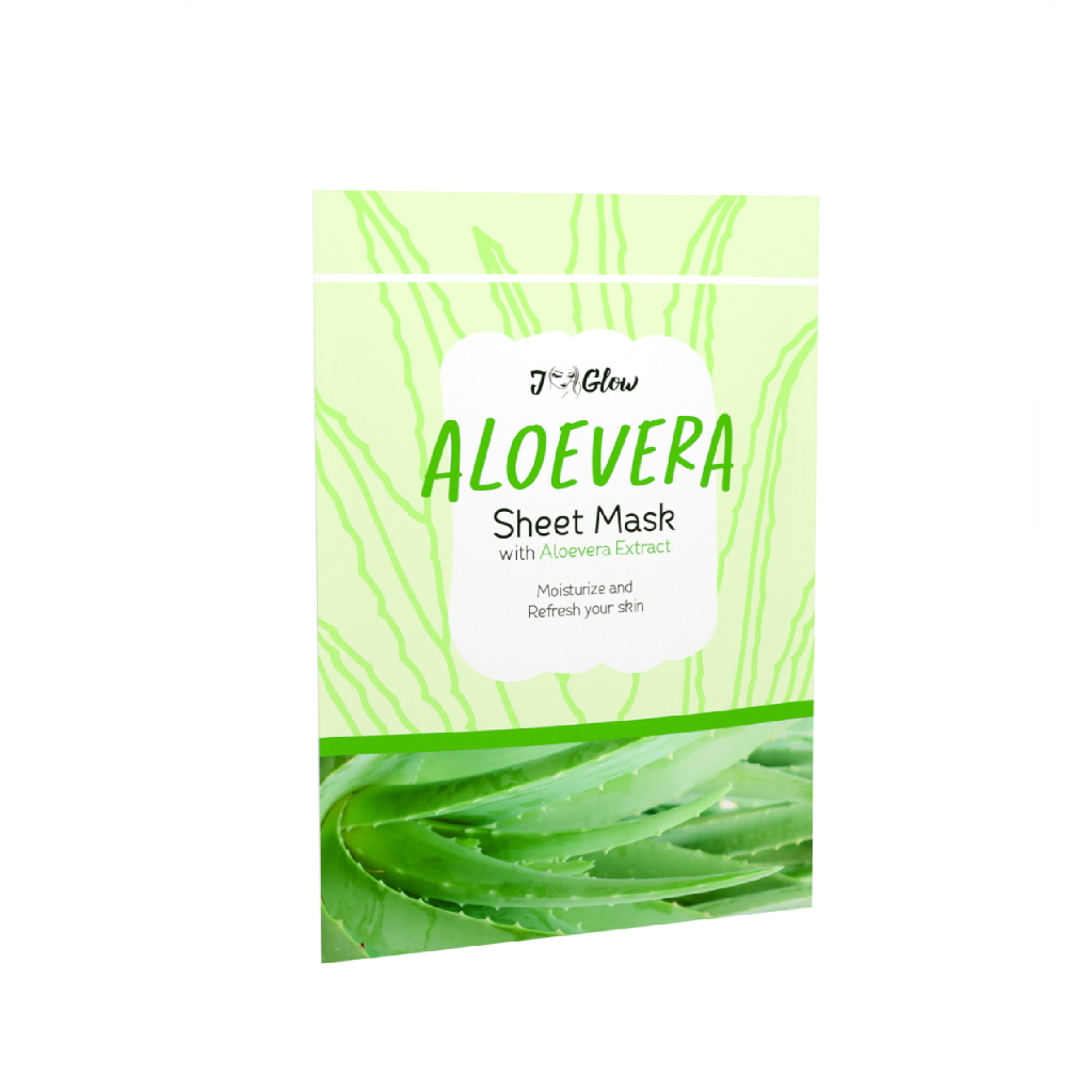 J-GLOW - Aloevera Sheet Mask Jglow (Masker Wajah Siap Pakai Untuk Melembabkan) - 25 gr