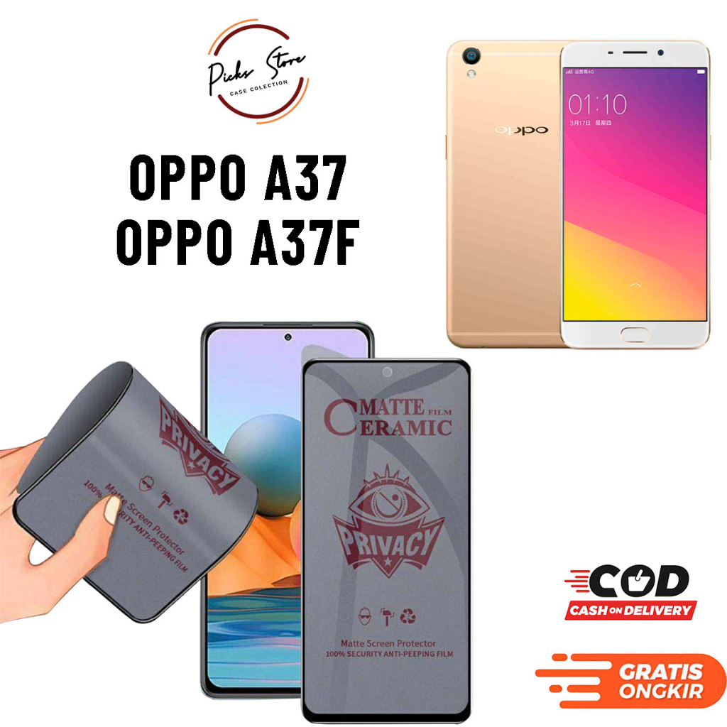 Anti Gores SPY Matte OPPO A37/A37F - PRIVACY TEMPERED GLASS - TG  OPPO A37/A37F - ANTI GORES CERAMIC