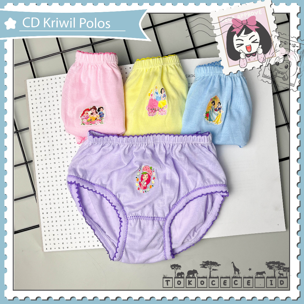 CD Celana Dalam Anak Cewek Lorina Rampel Karakter Lucu Warna Pastel  Halus Lembut Katun CD11