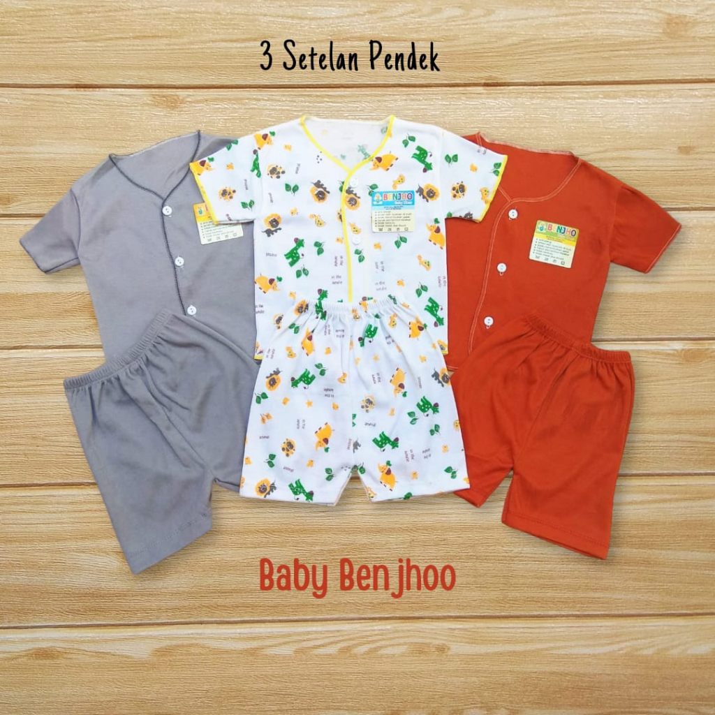3 setel Baju Bayi Newborn set Pakaian Baru Lahir Perempuan Laki laki bahan lembut