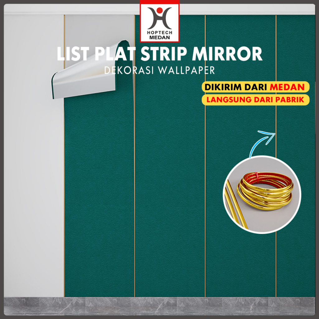 WALL STICKER PANJANG 3M/LIST PLAT STRIP / LIST PLAT STRIP MIRROR SILVER LIST PLAT STRIP HAIRLINE
