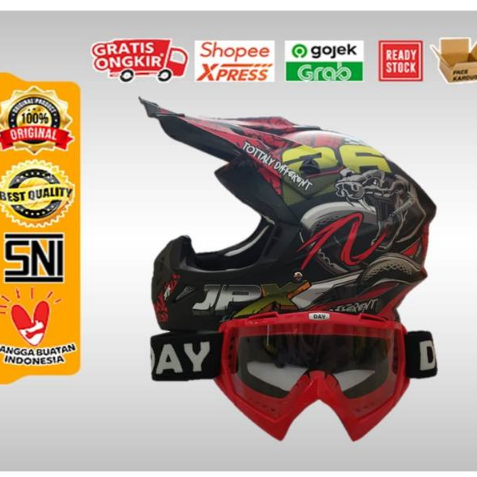 Helm JPX Cross Full Face X16 Black Doff  / (GOGGLE DAY) XL