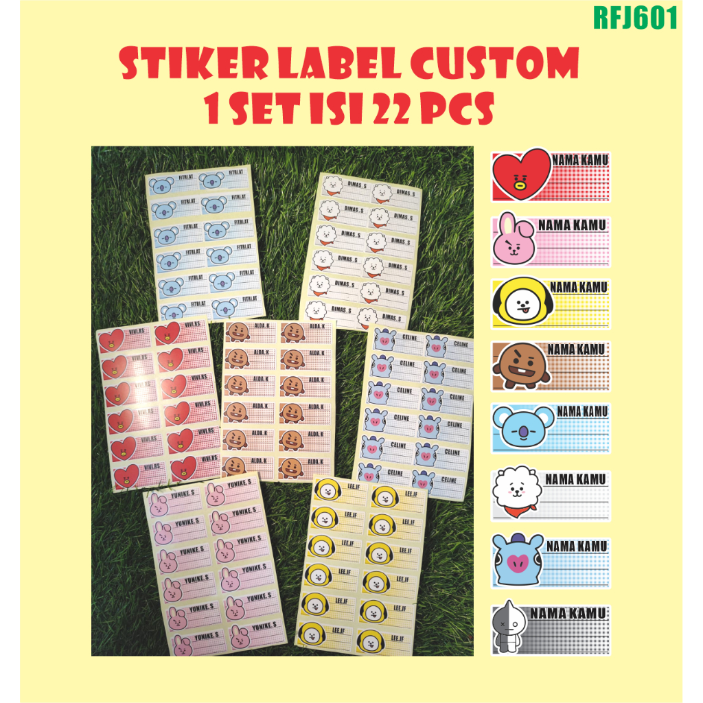 

Stiker Label Nama Custom Label ISI 22 pcs Tahan Air bisa ditempal dimana saja RFJ601