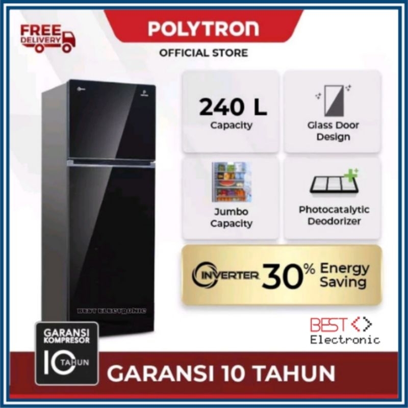 KULKAS POLYTRON 2 PINTU PRW 25VX BELLEZA JUMBO INVERTER COMPRESSOR PRW25VX PRW 25 VX 25VX 25V - HITA