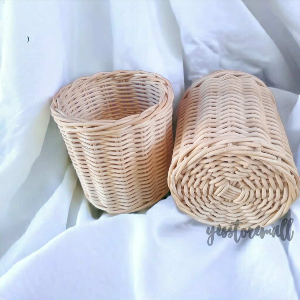 keranjang bulat parcel seserahan sovenir rotan hampers 17x17x17 cm
