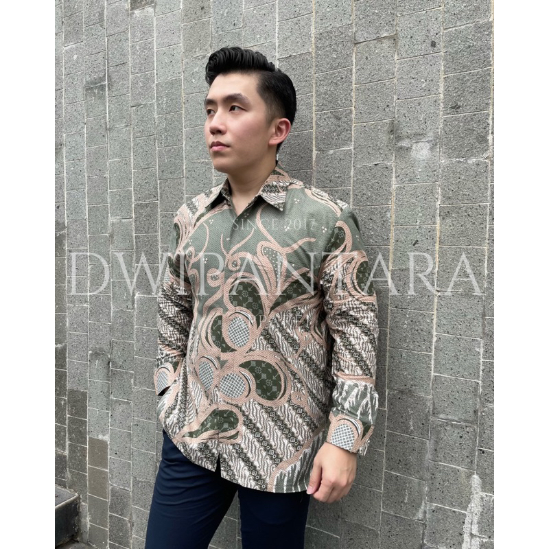 Batik Ranai Sage Green, Batik Pria Premium, Lengan Panjang, Katun Furing