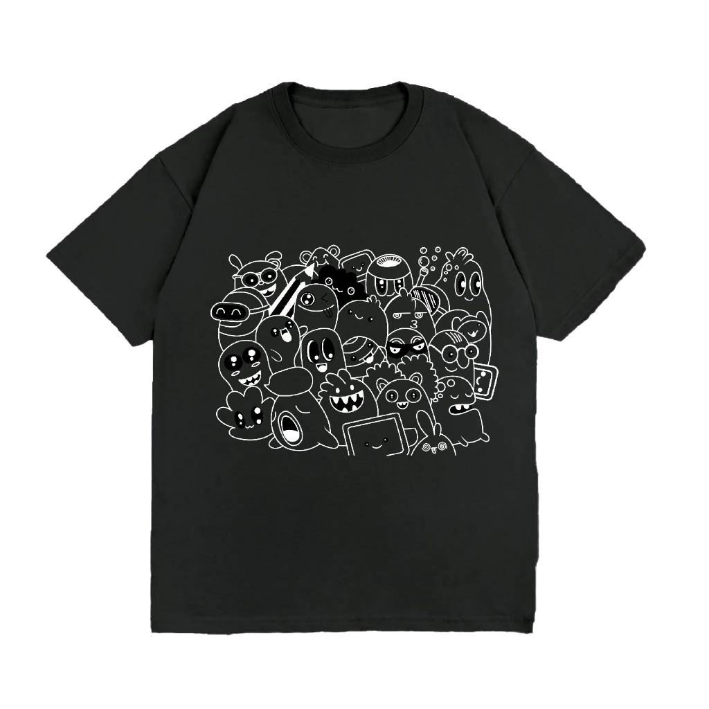 WGUD'S T-shirt DOODLE [sablon DTF] Unisex Pria & Wanita *PREMIUM QUALITY*-HITAM