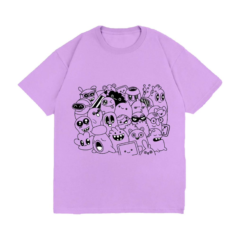 WGUD'S T-shirt DOODLE [sablon DTF] Unisex Pria & Wanita *PREMIUM QUALITY*-LILAC