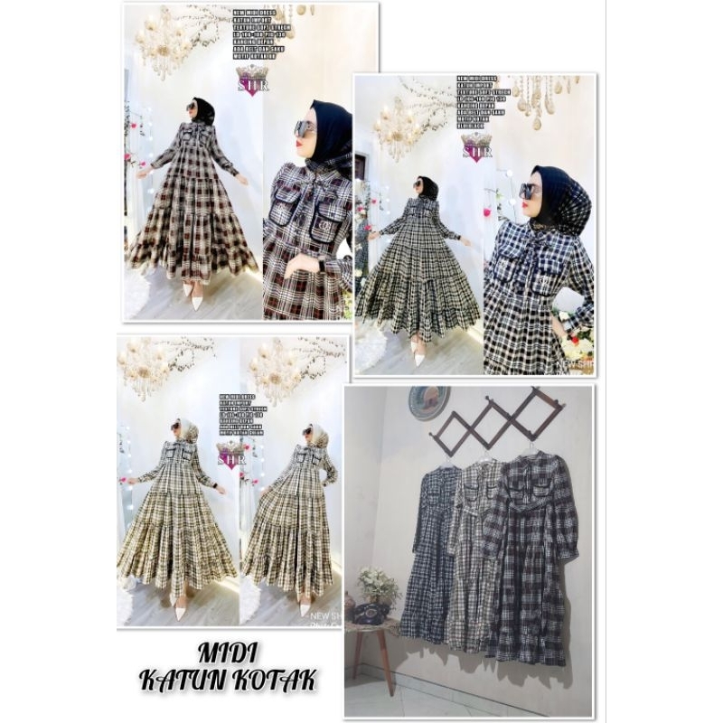 PO  COD  NEW SHR ORI 100% DRESS MAXI MIDI KATUN KOTAK BB PREMIUM SYAHIRA