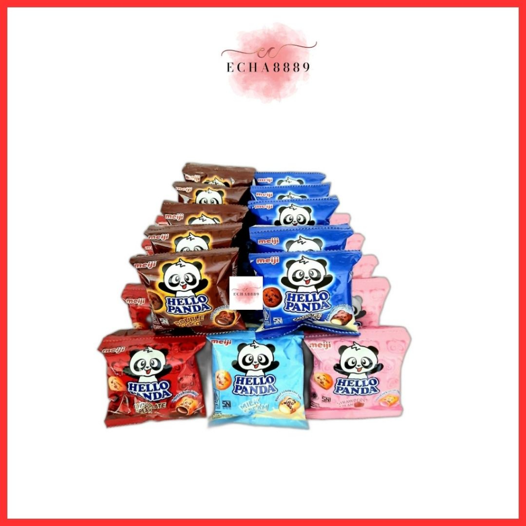 

Hello Panda Biskuit Rasa Cokelat / Strawberry / Milk / Double Choco 1 Renceng Isi 10 pcs