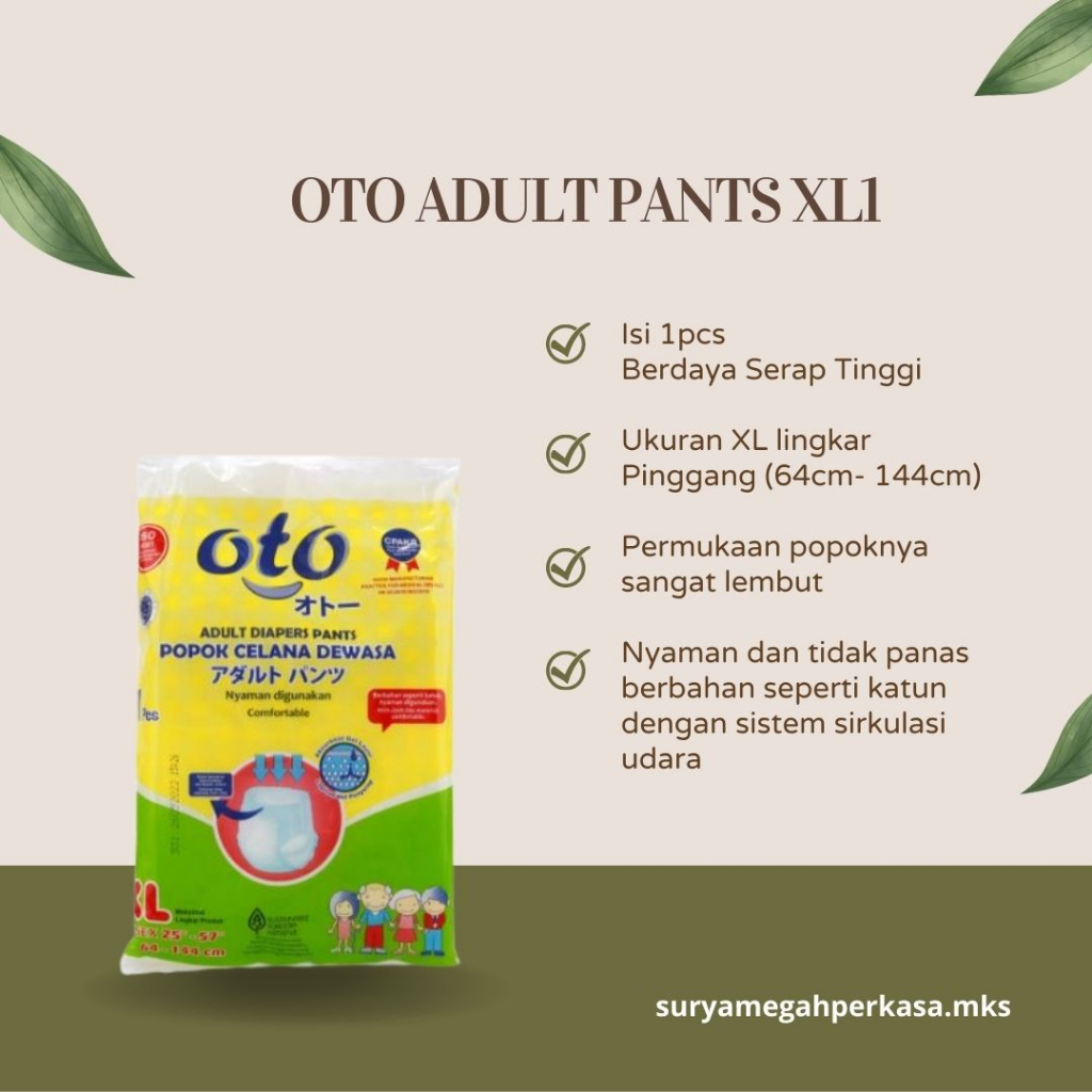 OTO Adult Pants XL1 Popok Dewasa Celana 1 gantung 4 pcs