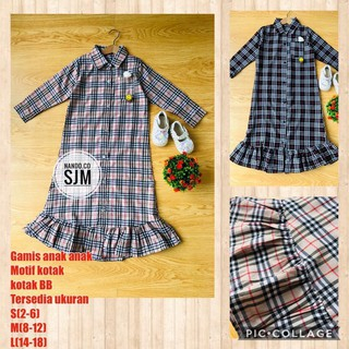 JITO INC - gamis baju anak anak motif kotak kotak BURBERRYy terbaru lengan panjang bahan katun yande