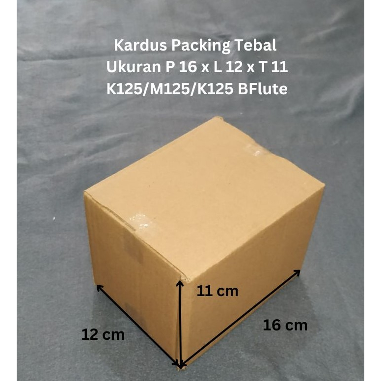 

Kardus Packing Tebal P16 cm x L12 cm x T11 cm Bahan K125/M125/K125 BFlute