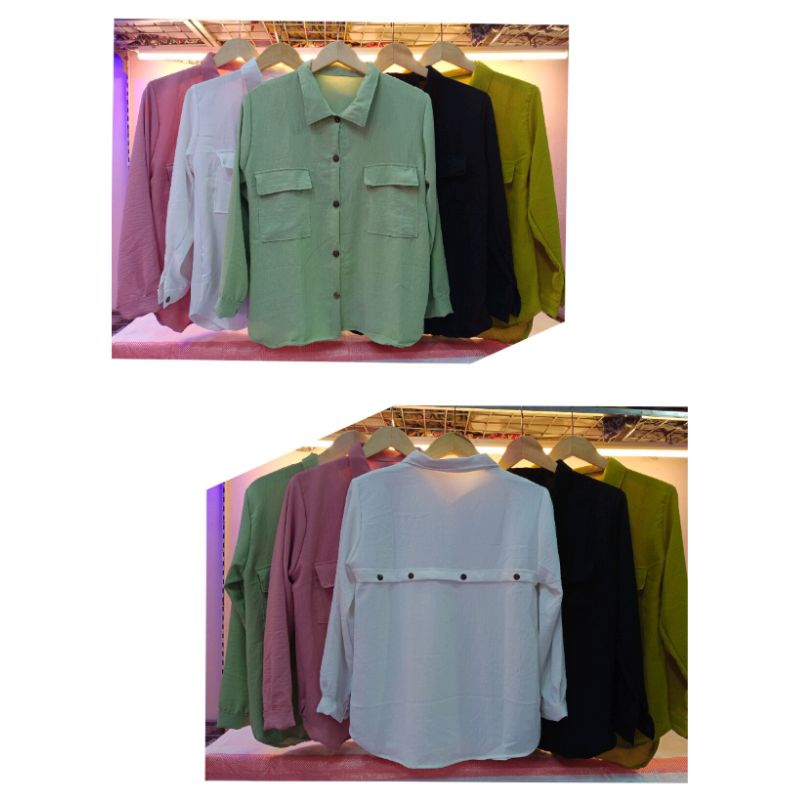 KEMEJA CRINKLE AIRFLOW KEMEJA KRINGKEL KEMEJA SAKU DUA BLUS