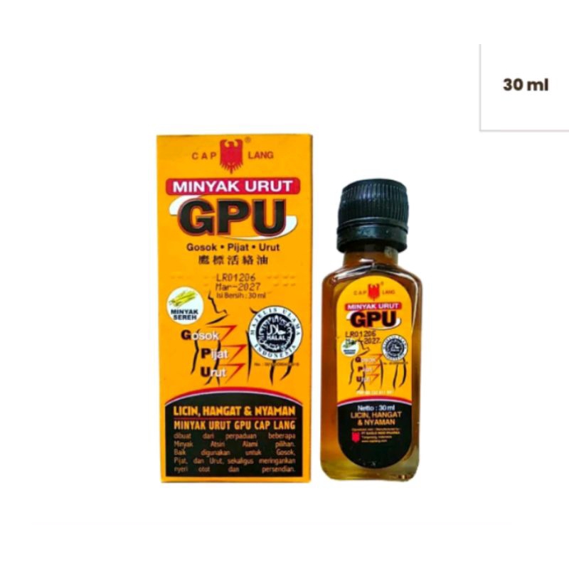 MINYAK URUT GPU 30ML / MINYAK ATSIRI / MINYAK PALA / MINYAK SEREH / MINYAK GPU CAPLANG CAP LANG