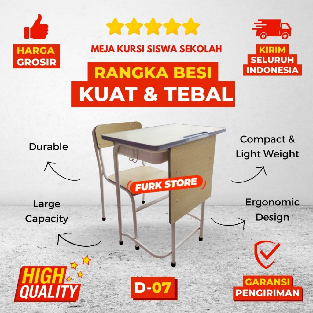D07 Mebeler Sekolah, Furnitur Sekolah, Meubelair Sekolah, Mebel Sekolah, Bangku Kuliah, Meja Belajar