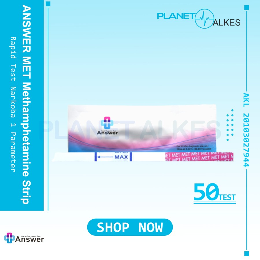 Rapid Test Narkoba 1 Parameter ANSWER COC/AMP/THC/MOP/BZO/MET Drug Test Strip 50 Test / AMP CARD 25 