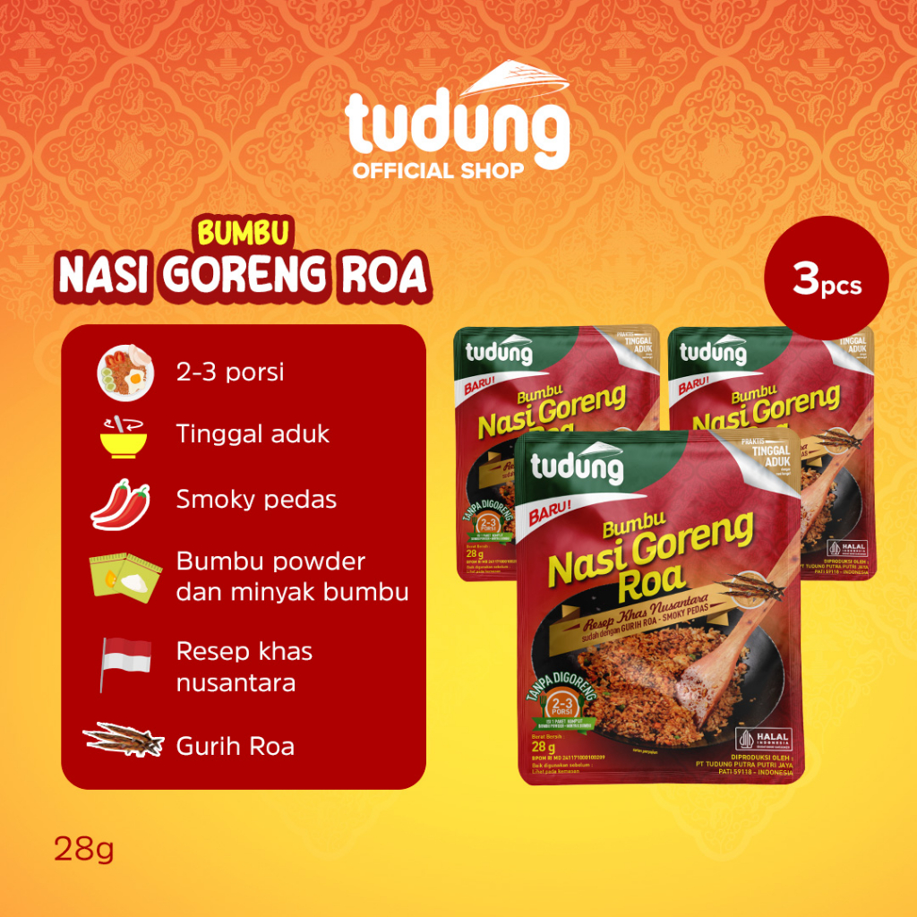 

Tudung Bumbu Nasi Goreng Roa 28gr Instant Bundling 3