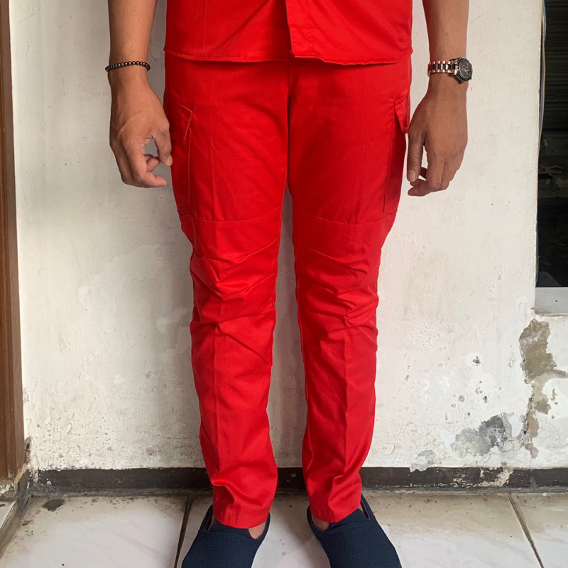 Celana Taktikal Panjang Merah | Celana Panjang PDL Merah PDI | Red Tactical Pants