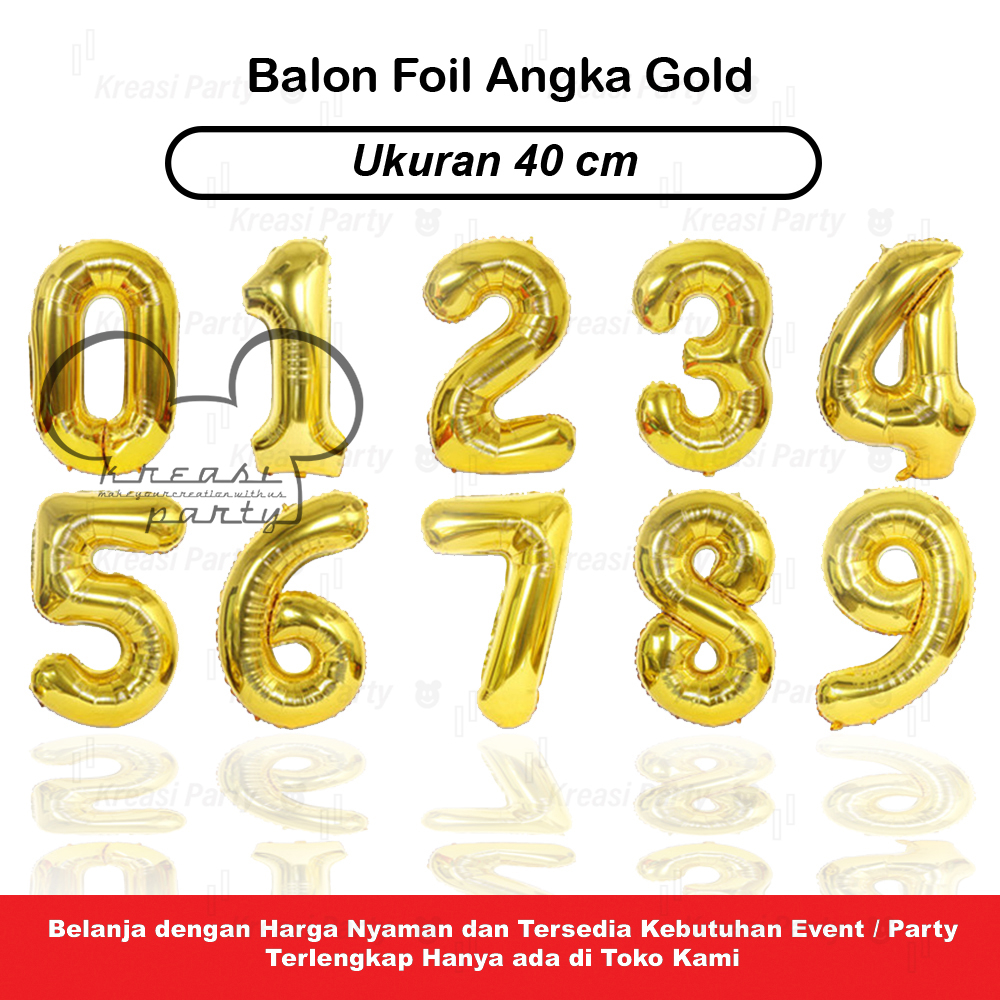 Balon Foil Angka Gold / Balon Angka Gold / Balon Foil Angka Gold / Balon Foil Angka