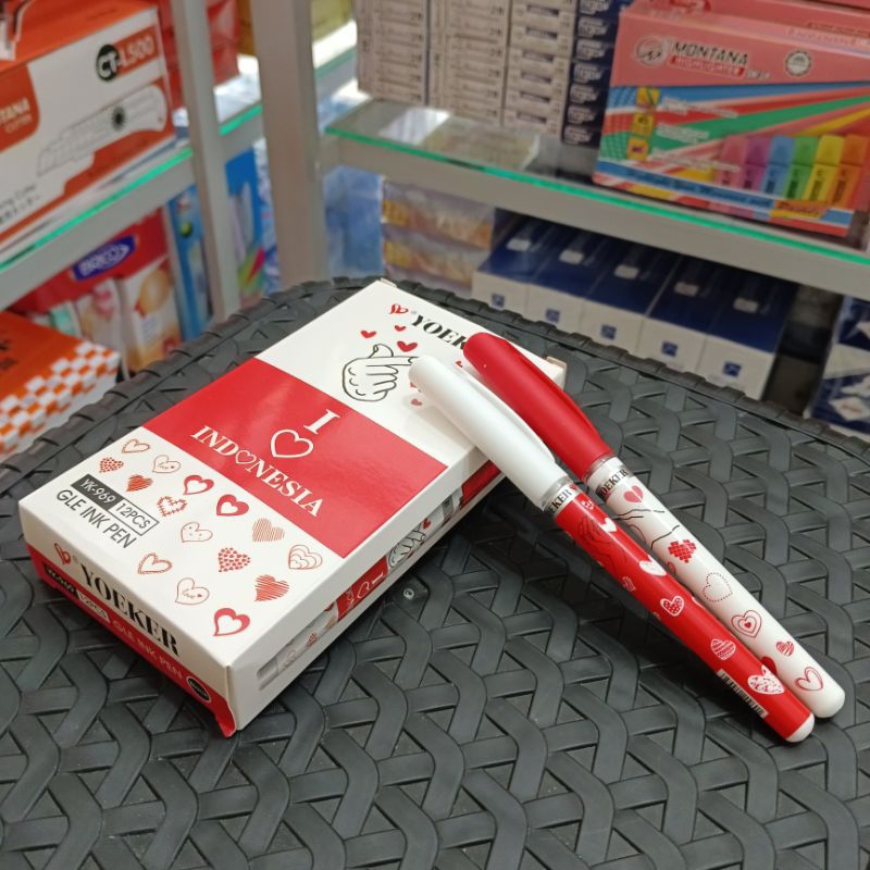 

Pena Gel / Pulpen Gel Yoeker YK 969 Merah Putih