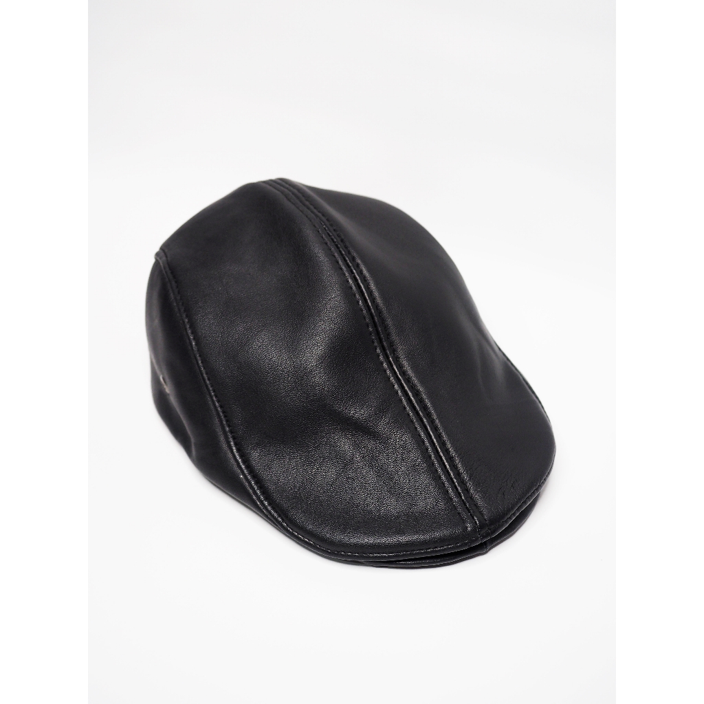 Topi Pet / Flat Cap Kulit Domba Premium - Hitam