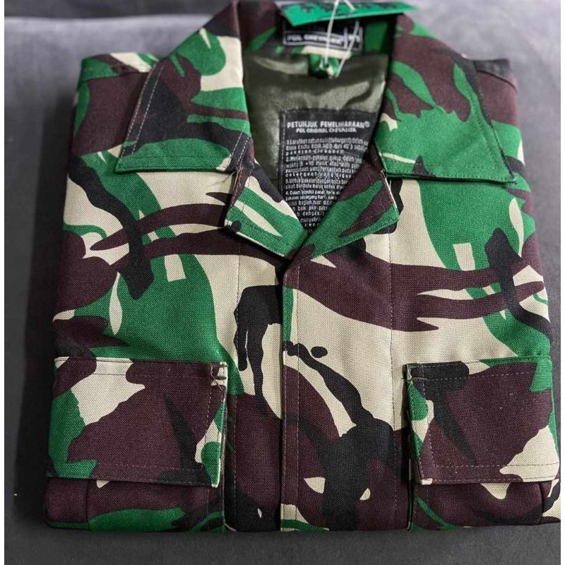 BAJU PDL TNI LORENG MALVINAS BAHAN VELBED SRITEK  888 PURING, RESLETING DI KERAH SAKU  PERKERAS, ANT