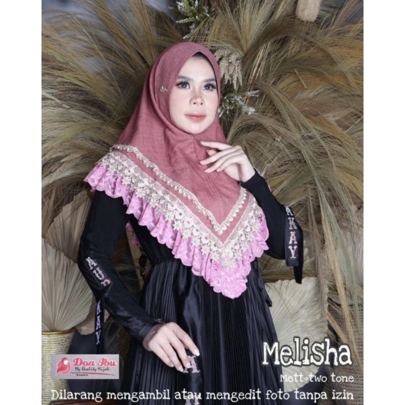 795 Jilbab Doa Ibu Renda 3 Senada Softped Crinkle/Hijab DOI triple renda ori By Bunyamin