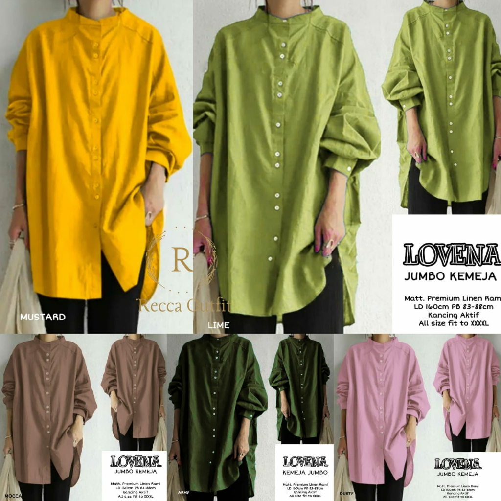 Lovena Blouse Kemeja Suju 7XL LD 160 Atasan Wanita Polos Super Jumbo Busui Premium
