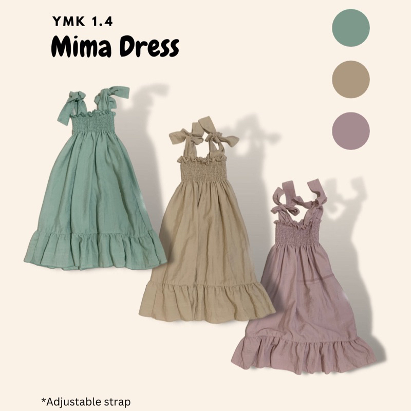 YMK 1.4 Mima Dress | Dress anak lucu warna sage lilac brown | Baju main anak bagus