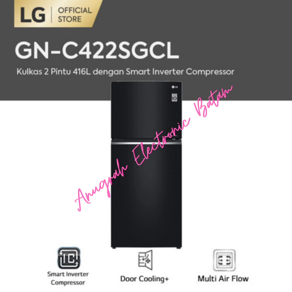 LG GN-C422SGCL KULKAS 2 PINTU INVERTER 416 L DOOR COOLING + C422SGCL BATAM