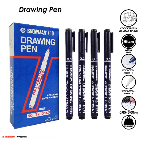 

[ISTY] [SATUAN] Spidol Permanen Drawing Pen Snowman FT 700 / PENA KALIGRAFI / CALLIGRAPHY PEN / PULPEN GAMBAR