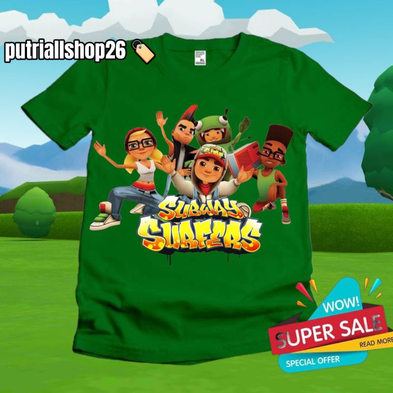 BAJU KAOS ANAK KATUN ADEM MOTIF SUBWAY SURF