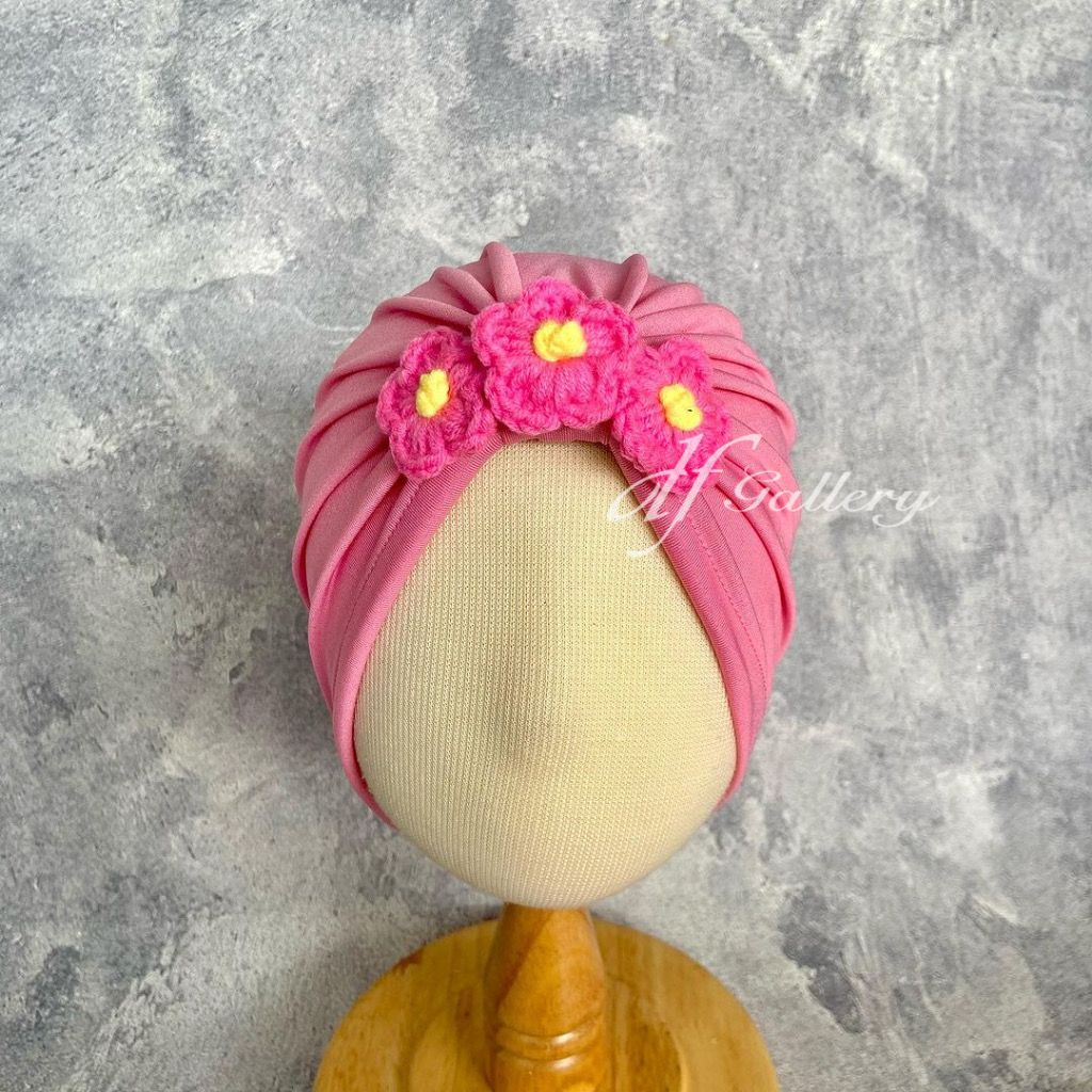 Turban Anak FLORA  by df gallery turban bayi bandana bando baby headband nylon usa headwrap rajut