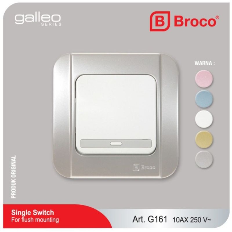 Saklar Engkel Broco Galleo Silver / Saklar Single Galleo Broco Silver