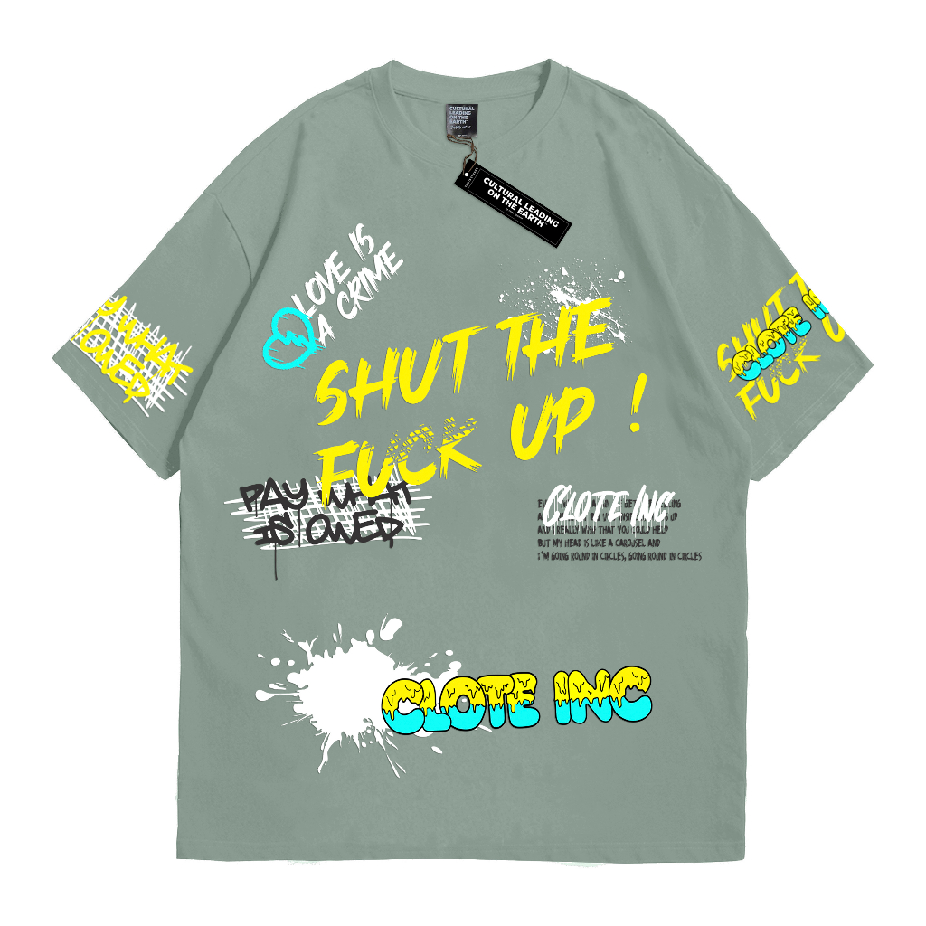 Kaos Oversize Streetwear Sage Green Cotton Combed 24s