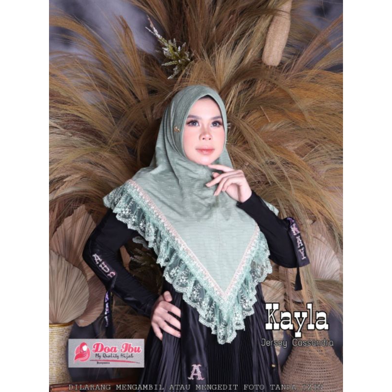 Khimar Pet Sabit Renda senada kaca ori doa ibu