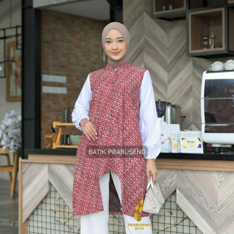 KUSUMASARI Atasan Tunik Batik Wanita Original Prabuseno Katun Cap Lapis Trikot Mix Toyobo