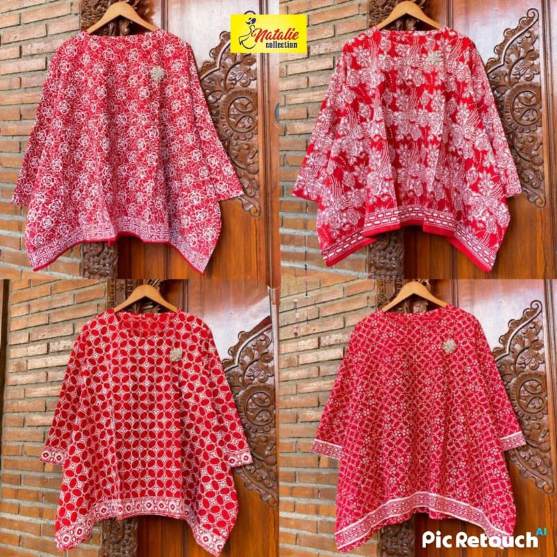 blus wanita/blus katun cap/blus merah putih