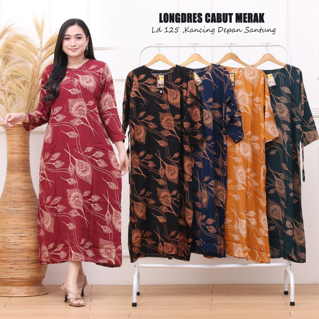 Daster Panjang Batik Longdress Lengan Panjang Daster Busui Baju Hamil Daster Kekinian Baju Tidur Wan