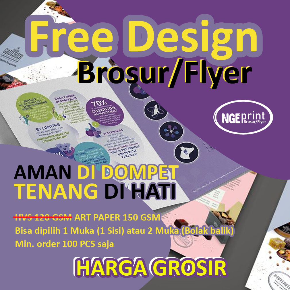 

BROSUR / FLYER, BAHAN ART PAPER 150 GSM, UKURAN A4, A5, A6, dan A7