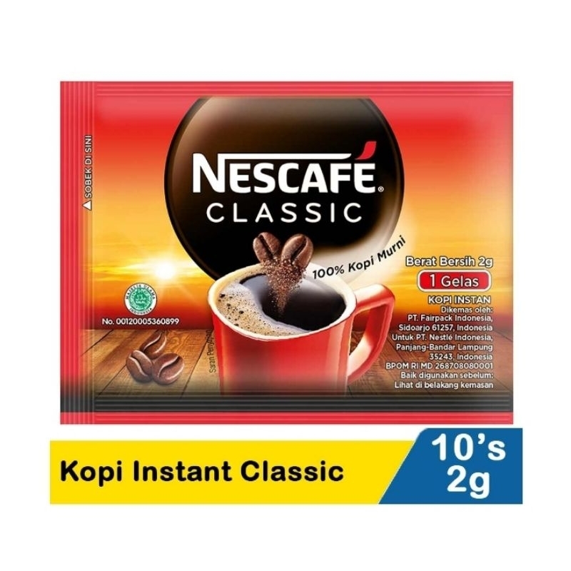 

NESCAFE KOPI INSTAN CLASSIC SACHET ISI 10 BERAT 2 GRAM