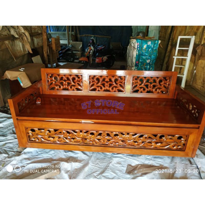 Bangku Panjang Susun/ Bale Bale Susun/ Kursi Tamu Santai Ukir Jati Jepara