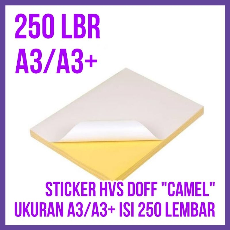 

[250 LEMBAR] Kertas Sticker HVS Doff CAMEL ukuran A3/A3+ | isi 250 lembar