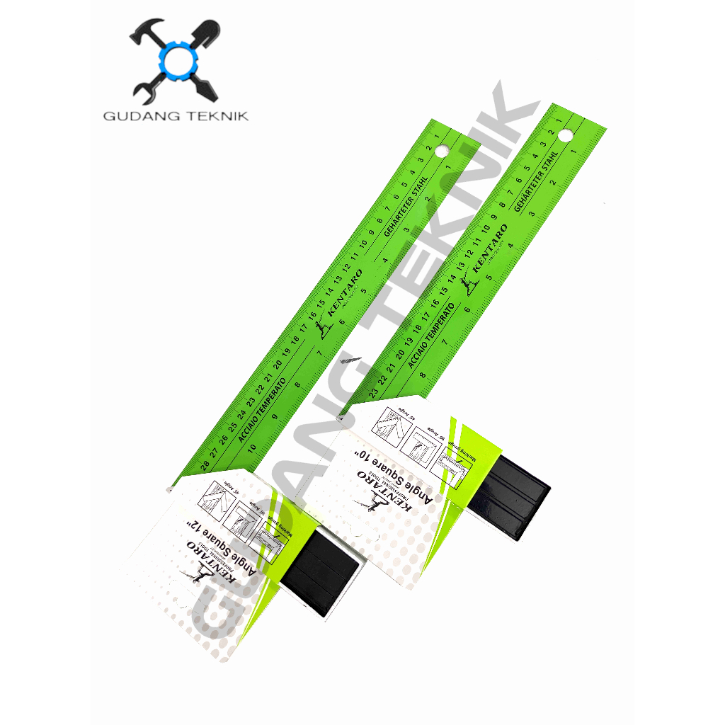 (KENTARO) Penggaris Siku Tukang 10" 12" KTR-5008A KENTARO / Penggaris Besi Garis Siku Bangunan Pasek