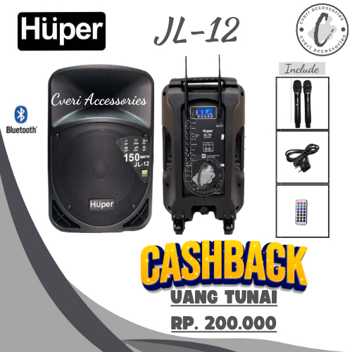 Huper JL12 Speaker Portable Wireless 12" with Bluetooth Original Huper JL-12