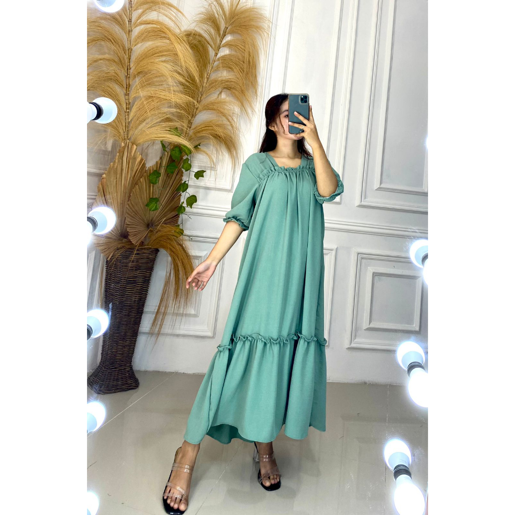 NADIRA DRESS DASTER AIRFLOW AKSEN KERUT DADA /DRESS NADIRA DRESS GAMIS /DRESSCRINGKLE AIRFLOW POLOS 