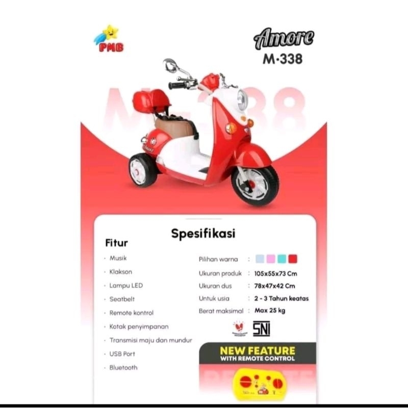 Mainan motor aki Anak Scoopy PMB M 338 AMORE ( REMOTE )